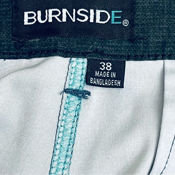 Burnside Men's Hybrid Stretch Blue Tropical Beach Flat Front Shorts Sz 38 - Picture 11 of 12